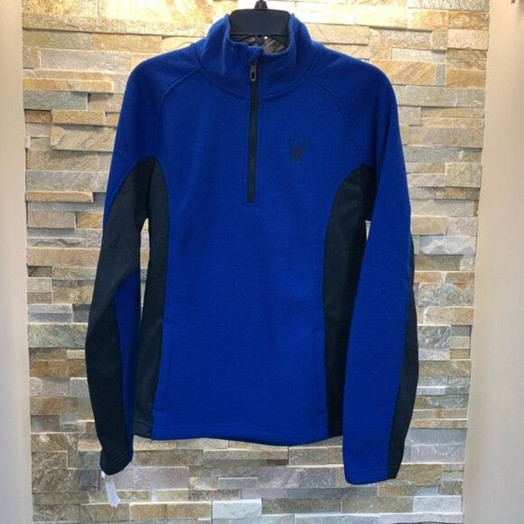 Spyder Men's 1/4 Zip Blue Jacket - Picture 3 of 6